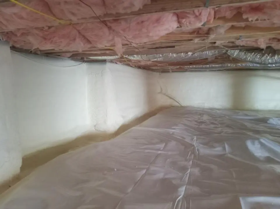 Crawl space encapsulation with closed-cell spray foam for Commercial Roof Restoration in Canal Winchester
